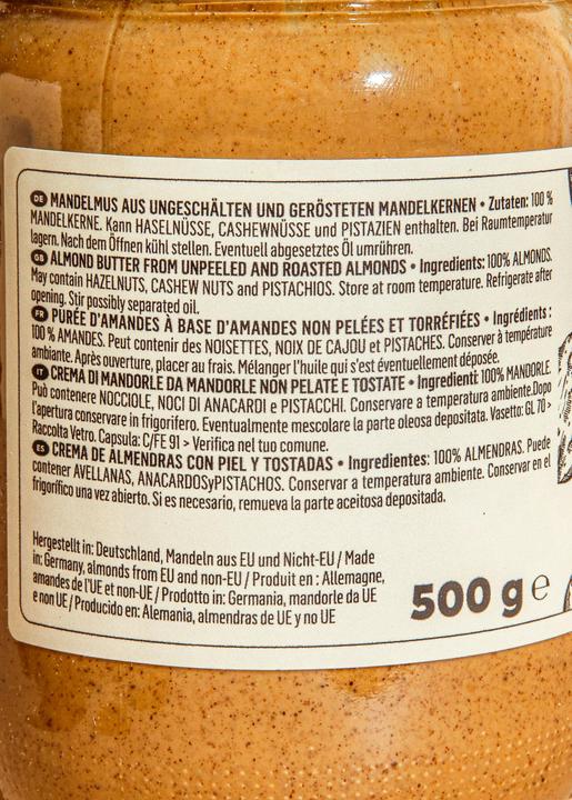 Nutritional values and ingredients KoRo Almond butter (500 g)