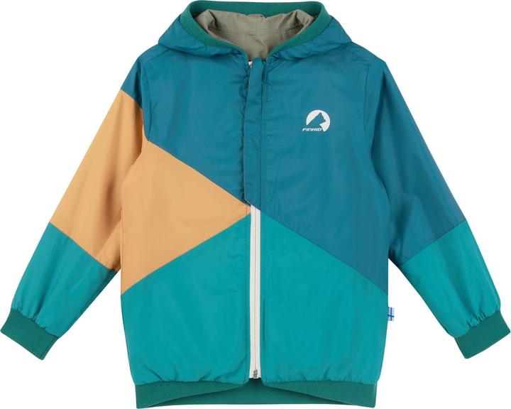 Produktbild finkid wendbare Regenjacke Muutuva vetiver/deep jungle (140, 146)