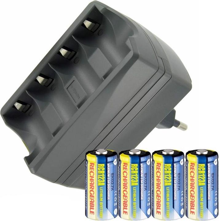 Immagine prodotto AccuCell CR123 Ladegerät (4 pz., CR123A, 500 mAh, Batteria + Caricabatterie)