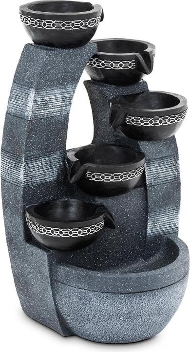 Produktbild Uniprodo Gartenbrunnen 5 Schalen auf Mauerensemble LED-Beleuchtung 12 W Wasserspiel