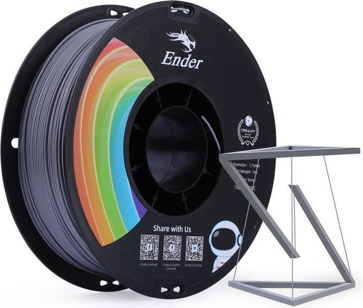 Immagine prodotto Creality Filamento PLA+ Grigio, 1,75 mm, 1 kg (PLA, 1.75 mm, 1000 g, Grigio)