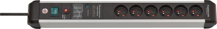 Actual product image Brennenstuhl Premium Protect-Line PDU, 6 sockets, 3m, Silver/black, with switch and surge protect...