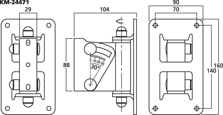 Actual product image K&M 24471 (1 pcs., Wall installation, Pivoting)