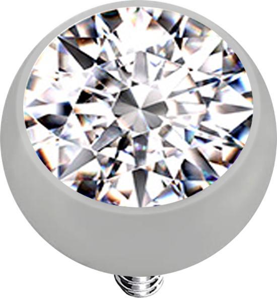 Star Piercing Dermal Anchor Kugel silber mit Kristall silber (Titan G23, ohne Messing)