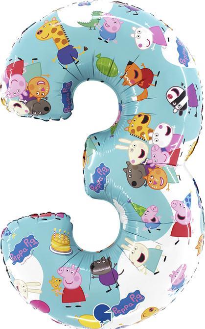 Grabo Folienballon Peppa Pig Zahl 3 (1 x)