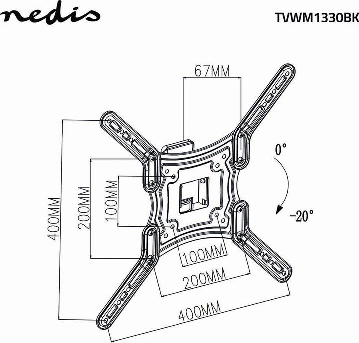 Produktbild Nedis TV-Wandhalterung mit vollständigem Uhrwerk von 23 Zoll (Wand, 55", 30 kg)