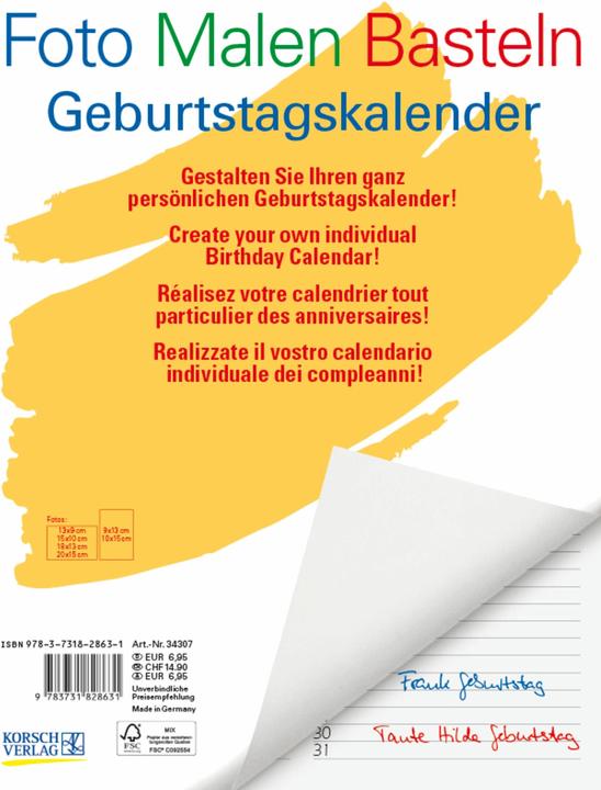 Produktbild Blankokalender Geburtstag A4 (21 x 29.7 cm, Harter Einband, Deutsch)