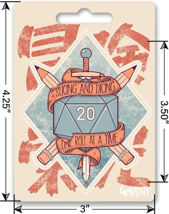 Actual product image Glass Staff Slicing and Dicing Sticker Hellblau/Orange, Detailfarbe