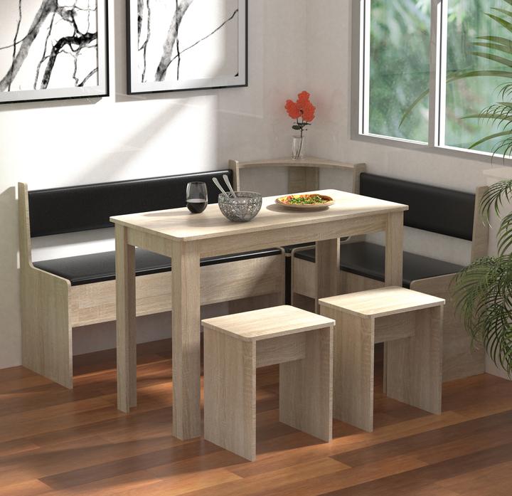 Produktbild VCM Eckbankgruppe Sitzgruppe Küchensitzgruppe Bank Tisch Hocker Esal Maxi (153 x 153 x 80 cm)