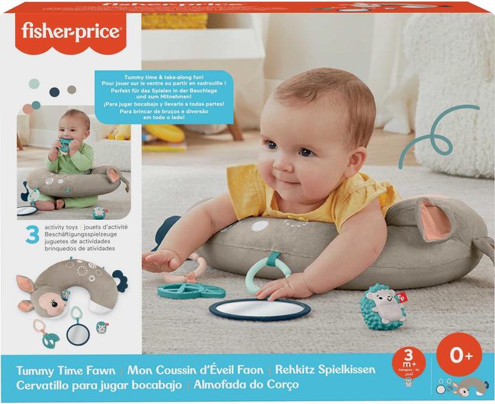 Image du produit Fisher-Price Coussin de jeu faon avec miroir, anneau de dentition et hochet hérisson