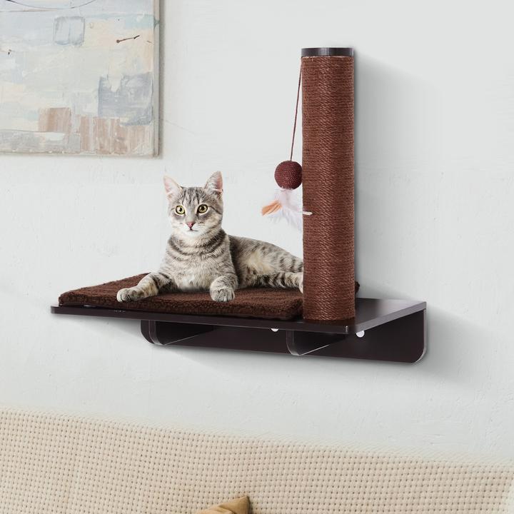 Produktbild PawHut Kratzbaum für Wandmontage (50 cm, Braun)