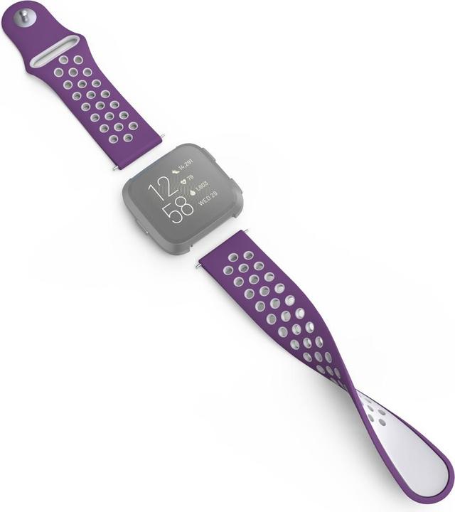 Image du produit Hama Bracelet sport en silicone pour Fitbit Versa2/Versa/Versa Lite, violet/gris, univ. (Silicone, Acier inoxydable)
