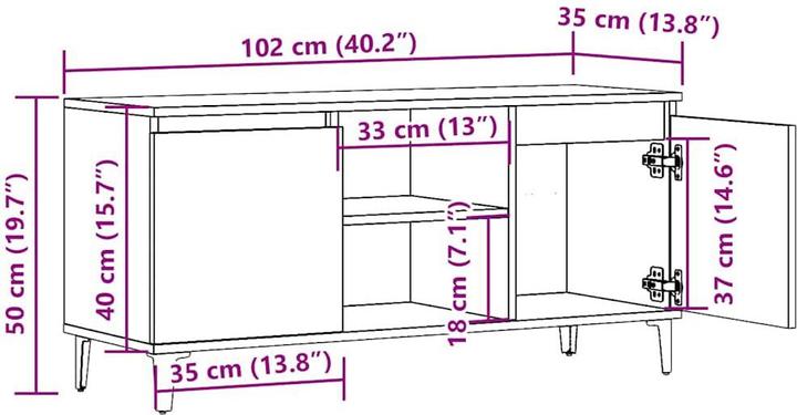 Actual product image VidaXL TV Schrank Lowboard Fernsehschrank Fernsehtisch TV Möbel Altholz-Optik (102 x 35 x 50 cm)