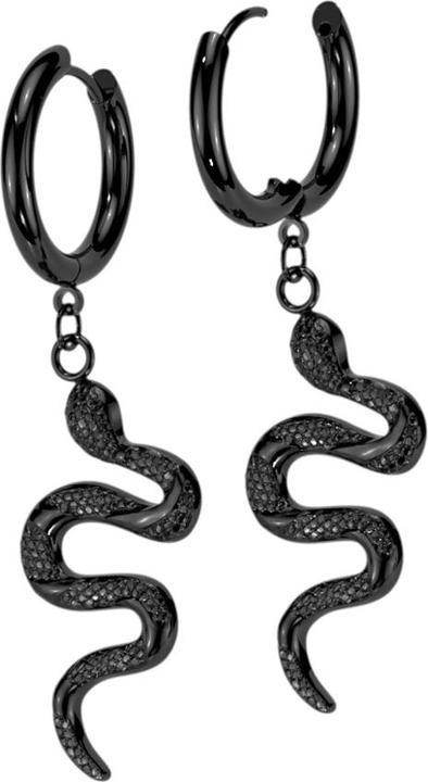 Star Piercing Ohrring schwarz Anhänger Schlange (ohne Messing, Chirurgenstahl 316L)