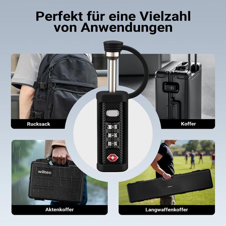 Produktbild Wiltec Waffenkoffer Zahlenschloss Kofferschloss Gewehrkoffer Vorhängeschloss
