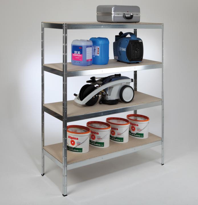 Actual product image Schulte Regalwelt Heavy duty boltless shelving XL, 4 wooden shelves, 1800x1400x500