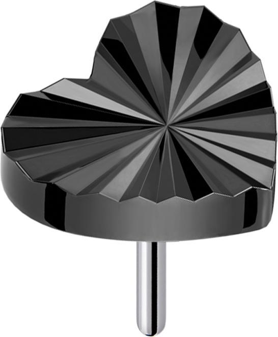 Star Piercing Threadless Diamantschliff Scheibe Herz schwarz (Titan G23, ohne Messing)