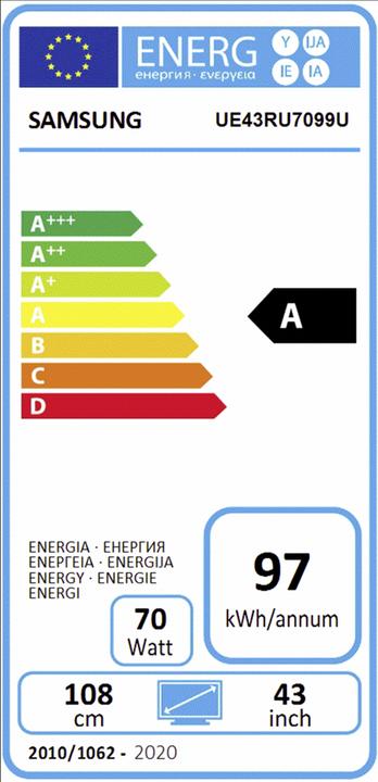 Energie-Label Samsung UE43RU7099UXZG (43", LCD, 4K)