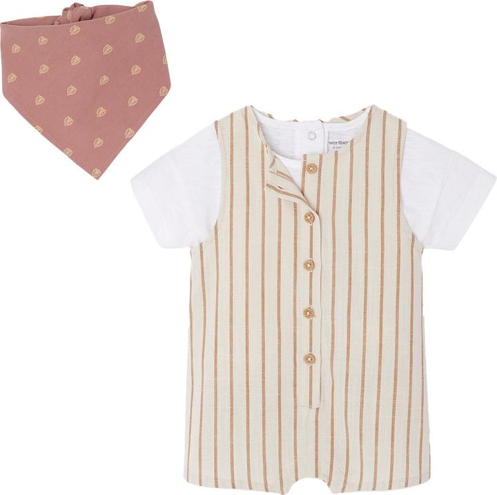 Actual product image Vertbaudet Baby-Set: T-Shirt, Halstuch & Kurzoverall (80)