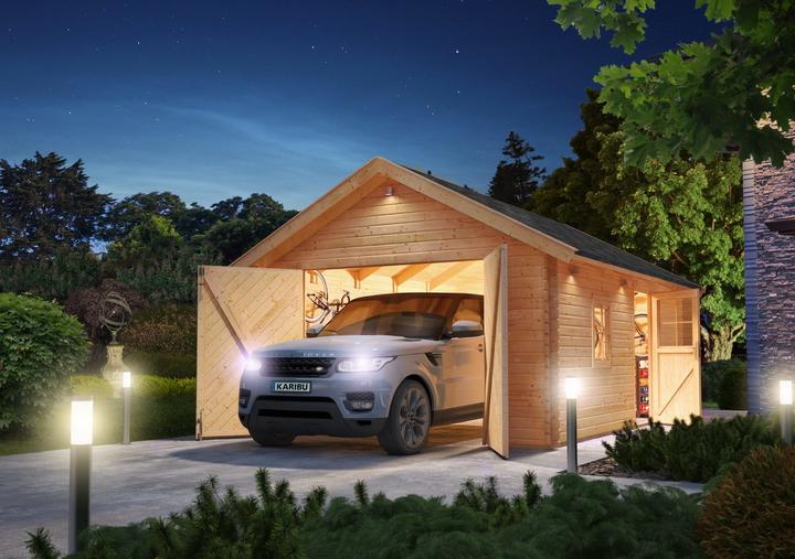 Produktbild Karibu Blockhausgarage mit Tor
