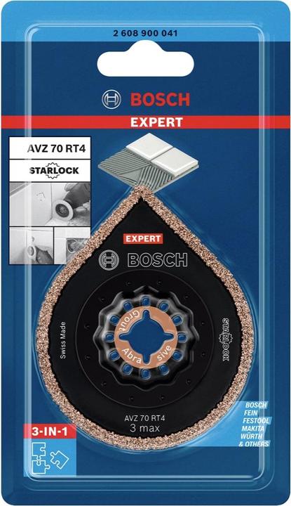 Produktbild Bosch Professional Zubehör EXPERT 3 max AVZ 70 RT4 Platte zum Entfernen von Fugen für Multifunktionswerkzeuge, 70 mm, 10 Stück (P40)