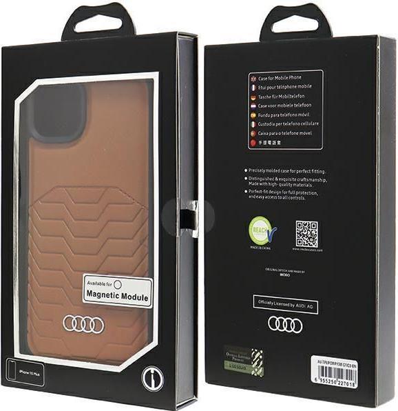 Immagine prodotto Audi Custodia rigida in pelle sintetica MagSafe per iPhone 15 Plus / 14 Plus 6,7" brązowy/marrone (Apple iPhone 15 Plus)