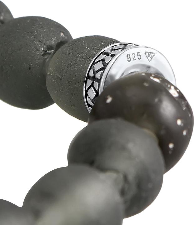 Immagine prodotto Kuzzoi Bracciale perle di vetro riciclate Argento 925 oliva (21 cm, Argento 925, Vetro, Plastico)