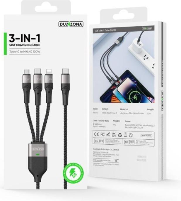 Immagine prodotto Duzzona 3 in 1 USB Ladekabel (1.30 m)