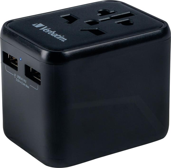 Actual product image Verbatim Universal Travel Adapter with 2 x USB-A ports