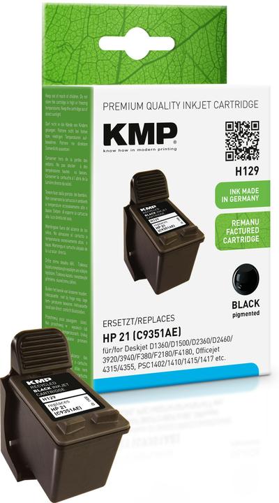 Produktbild KMP H129 Tintenpatrone kompatibel mit HP C 9351 AE (BK)