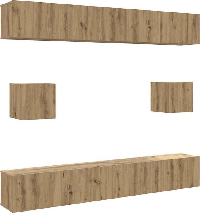 Produktbild VidaXL 6-tlg. TV-Schrank-Set Wandmontage Artisan-Eiche Holzwerkstoff (100 x 30 x 30 cm)