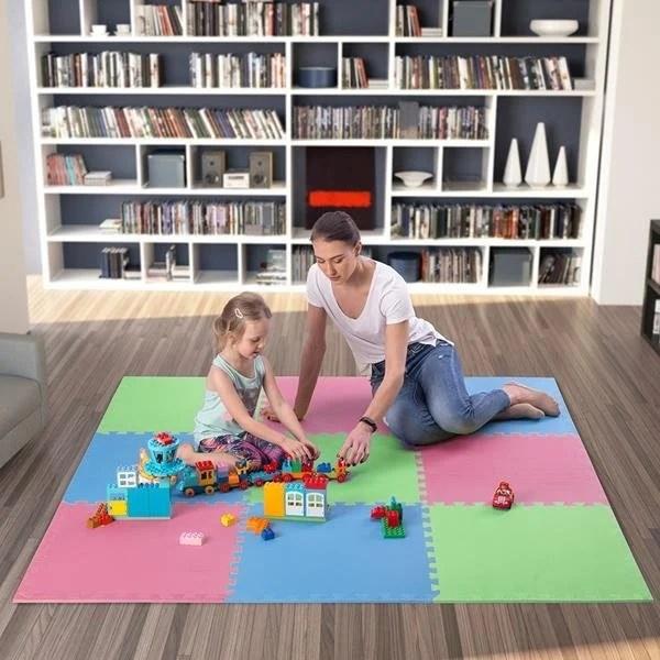 Productafbeelding One Sudedamas kilimėlis treniruotėms Fitness MP10 žalias-mėlynas-raudonas, 60x60x1,0cm (9 dalių) (10 mm)