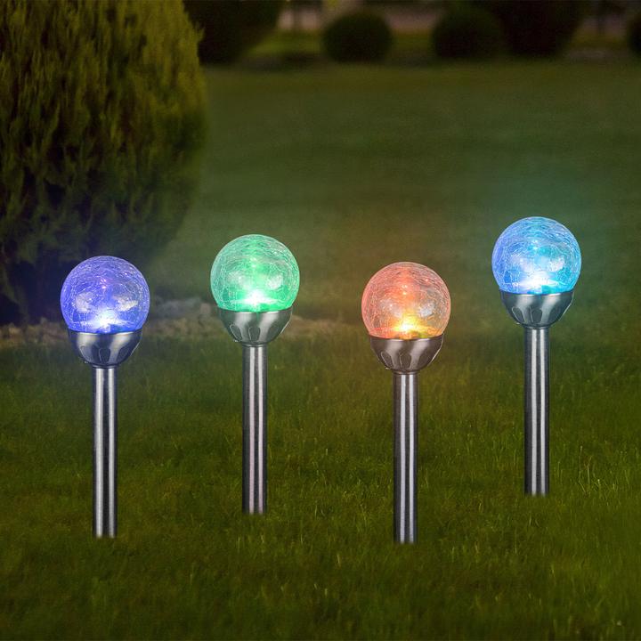 Image du produit HI Solar-Gartenlampe mit Crackle-Effekt-Kugel & Erdspiess, 8er-Set