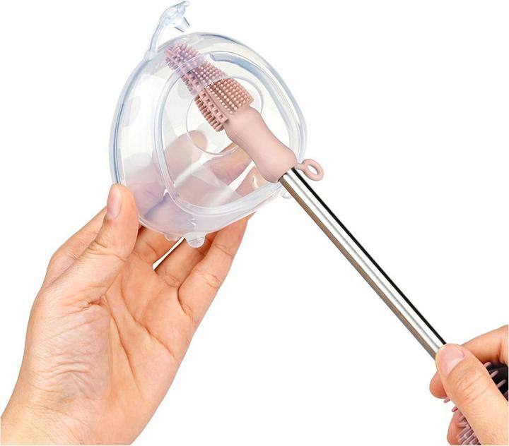 Actual product image Haakaa Double-Ended Silicone Brush - Suva Grey