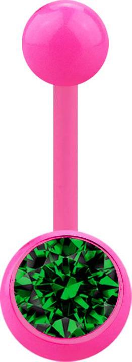 Star Piercing Banane pink mit Kugel und Kugel Kristall grün (ohne Messing, Acryl)