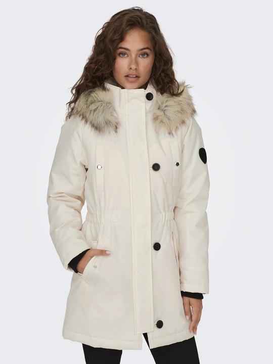 Produktbild Only Kapuze mit abnehmbarem Kunstfell-Rand Gerippte Ärmelbündchen Parka Langer Parka (XL)
