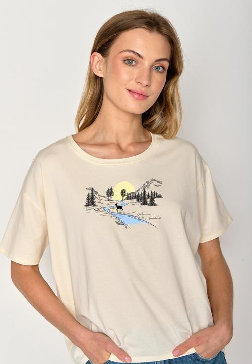 Actual product image Greenbomb Women's Nature Deer River Feel T-Shirt (L)