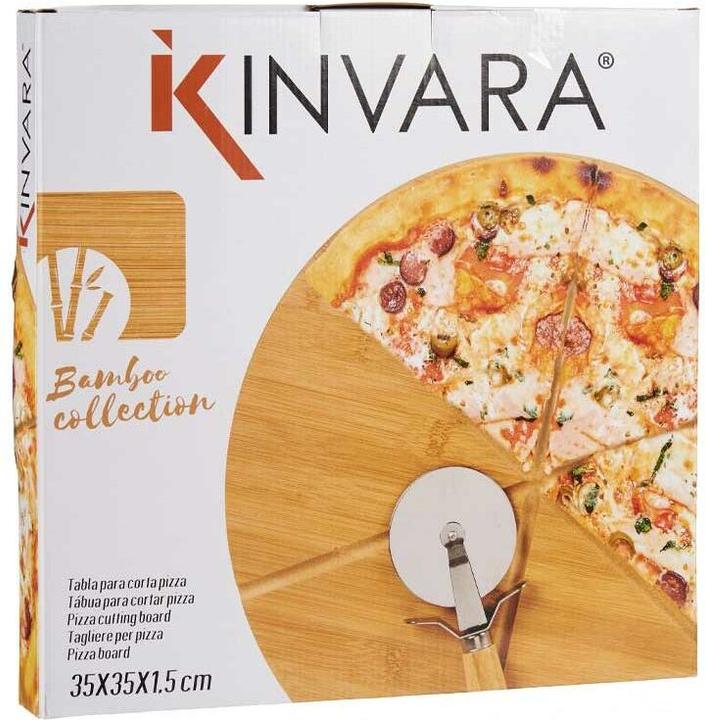 Produktbild Natec Teller Bambuspizza 35cm mit Pizzaschneider b
