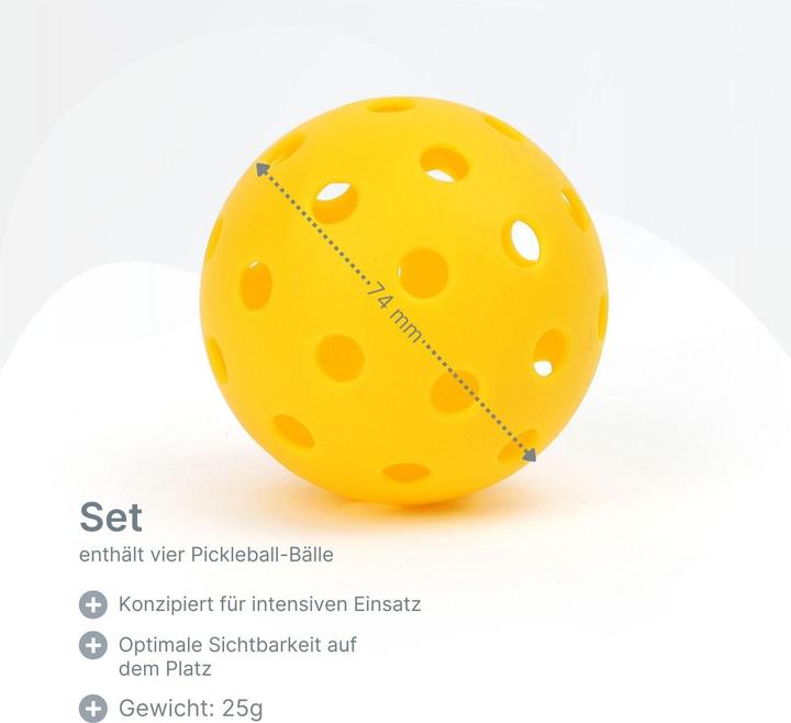 Image du produit Hermex Set de 4 balles de pickleball Balle de pickleball d'extérieur Racketsportball