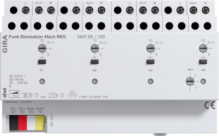 Productafbeelding Gira Draadloze dimactor 4f REG eNet 543100 (Dimbare actuator)
