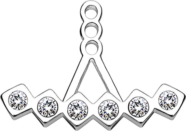 Star Piercing Ohrring Ear Jacket silber mit sechs vierecken und Kristall