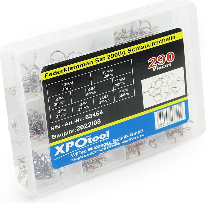 Produktbild XPOtool Federklemmen Set 290tlg Schlauchschellen Schlauchklemmen 5-13mm Schlauch