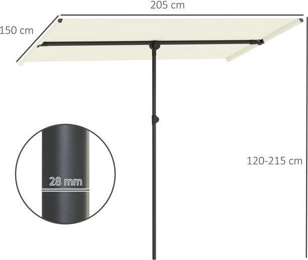 Produktbild Swisshandel24 Sonnenschirm 180 Grad drehbar Höhenverstellbar Alu 150x205cm Beige (2.05 m)