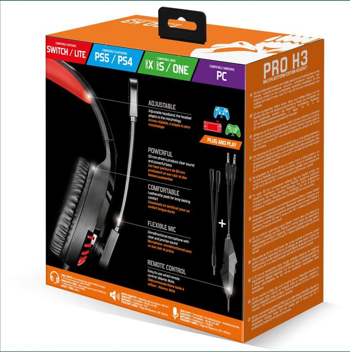 Produktbild Spirit Of Gamer Casque Micro Gamer Filaire Pro-H3 (Noir/Rouge) (Kabelgebunden)