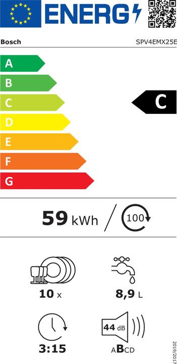 Energy Label Bosch Hausgeräte SPV4EMX25E