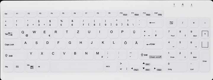 Image du produit Active Key Clavier compact hygiénique Ultraflat avec NumPad entièrement étanche USB blanc MAC (DE, Filaire)