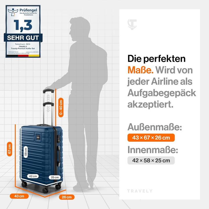 Image du produit Travely Robuster Hartschalenkoffer (60 l, M (50 - 90l))