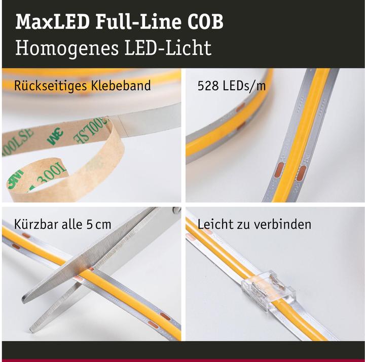 Image du produit Paulmann Bande COB MaxLED 1000 Full-Line (Blanc chaud, 250 cm, Intérieur)