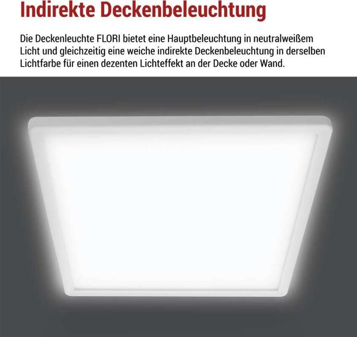 Produktbild Emos LED-Anbauleuchte FLORI quadrat, weiss, 18W, neutralweiss (1800 lm)