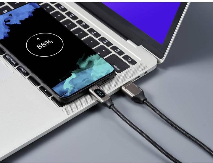 Actual product image Renkforce USB cable USB 2.0 USB-C® plug 0.50 m aluminium (metallic) braided (0.50 m, USB 2.0, 60 W)
